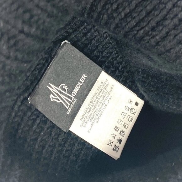 MONCLER Logo patch beanie hat knit hat knit cap Knit hat wool Black - Picture 5 of 13